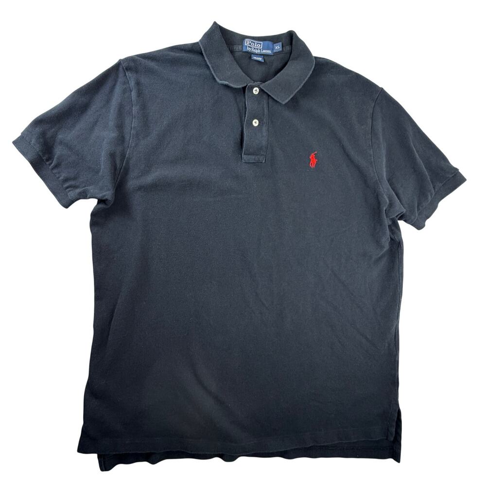 Polo Ralph Lauren Men's XL Black Polo Shirt Short Sleeve Preppy Classic Pique